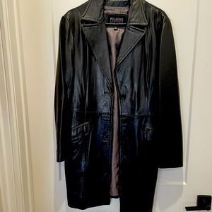 Long Wilson black leather jacket